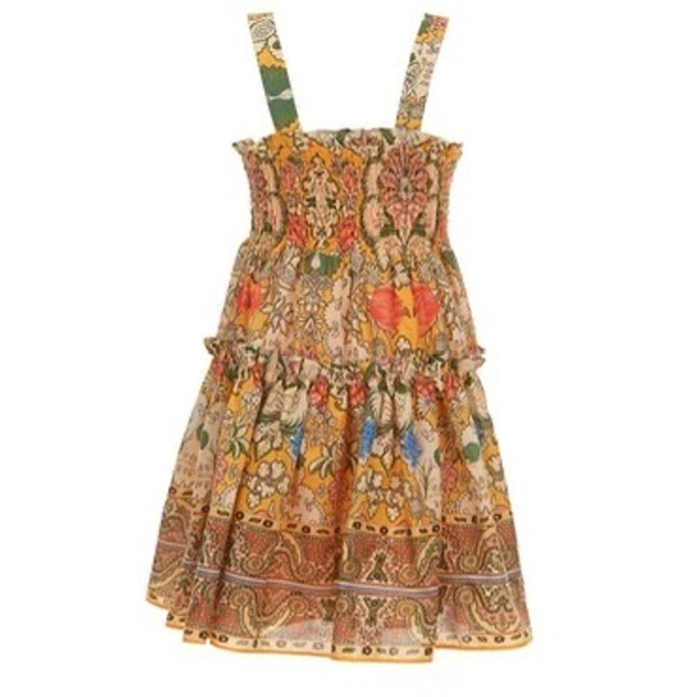 A Loves A Vintage Floral Sleeveless Smocked Cotton Boho Mini Dress Size L - Picture 2 of 3